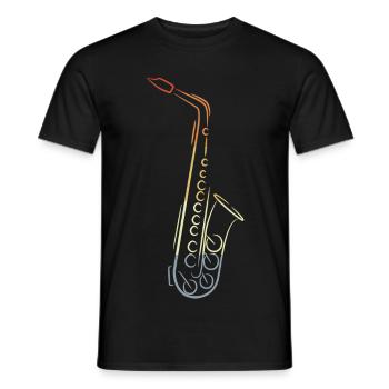 Dessin de saxophone vintage - T-shirt homme - noir - Devant - AI Model Male 178 light (178cm)