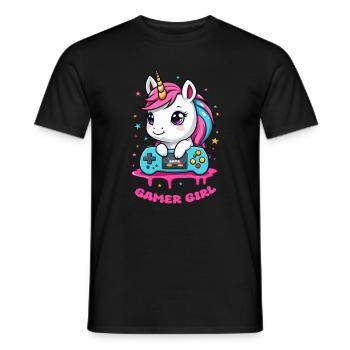 Licorne Gamer Fille - T-shirt homme - noir - Devant - AI Model Male 178 light (178cm)