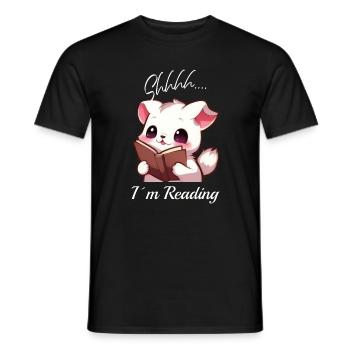 Katze mit Buch - Männer T-Shirt - Schwarz - Vorne - AI Model Male 178 light (178cm)