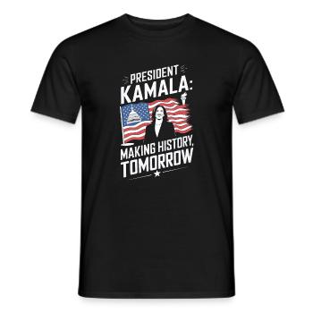 PRESEDENT KAMALA MAKING HISTORY TOMORROW - Men's T-Shirt - black - Front - AI Model Male 178 light (178cm)