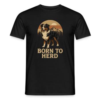 Berger australien né pour un troupeau rétro - T-shirt homme - noir - Devant - AI Model Male 178 light (178cm)