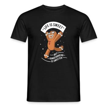 Bonhomme en pain d'épices de Noël en pain d'épices - T-shirt homme - noir - Devant - AI Model Male 178 light (178cm)