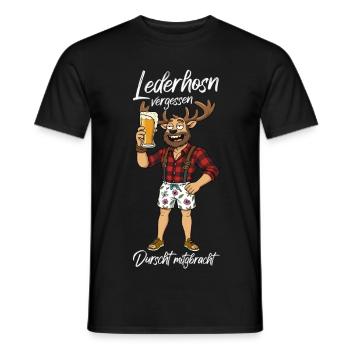 Lederhosen vergessen beer traditional hoodie Lederhosen - Men's T-Shirt - black - Front - AI Model Male 178 light (178cm)