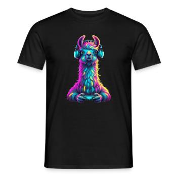 Jeux vidéo d’animaux de lama drôles - T-shirt homme - noir - Devant - AI Model Male 178 light (178cm)