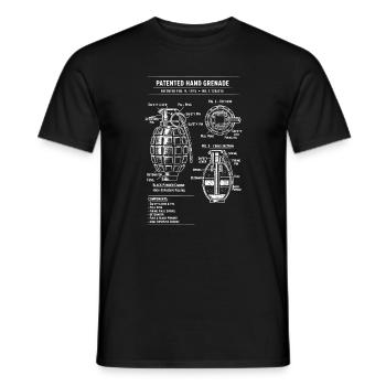 Patentblaupause für Vintage-Granaten - Männer T-Shirt - Schwarz - Vorne - AI Model Male 178 light (178cm)