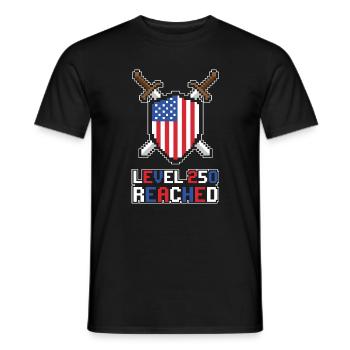 Level 250 Reached USA Gamer - Männer T-Shirt - Schwarz - Vorne - AI Model Male 178 light (178cm)