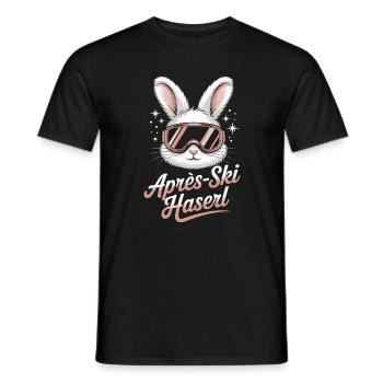 Après-ski bunny hut fun Skier ski bunny - Men's T-Shirt - black - Front - AI Model Male 178 light (178cm)