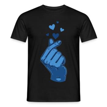 Kpop Koreanische Musik Blue Finger Heart Love - Männer T-Shirt - Schwarz - Vorne - AI Model Male 178 light (178cm)