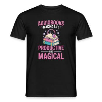 Lecture de livres Casques audio Fan de livres de bibliothèque - T-shirt homme - noir - Devant - AI Model Male 178 light (178cm)