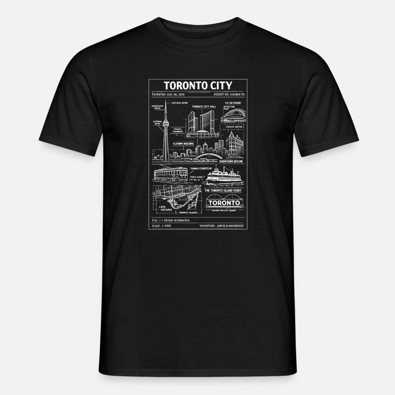 Toronto Skyline Blueprint Illustration - Männer T-Shirt - Schwarz