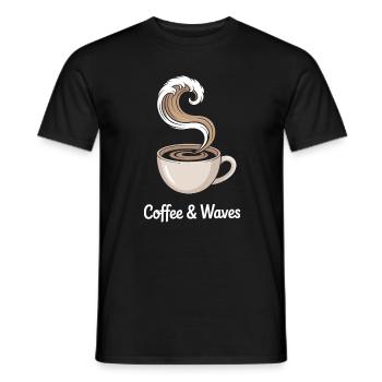 Coffee Waves Surfing Coffee & Waves Surfer Beach - Men's T-Shirt - black - Front - AI Model Male 178 light (178cm)