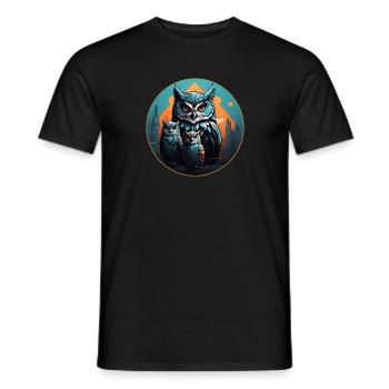 Buntes grafisches Eulendesign für Eulenfans und Vo - Männer T-Shirt - Schwarz - Vorne - AI Model Male 178 light (178cm)