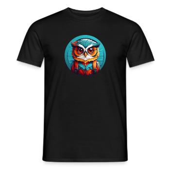 Little Cute Owl in Color Wheel Owl Design - Men's T-Shirt - black - Front - AI Model Male 178 light (178cm)