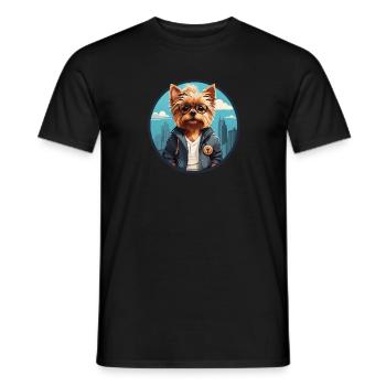 Yorkshire Yorkshire Terrier cool avec lunettes de soleil - T-shirt homme - noir - Devant - AI Model Male 178 light (178cm)