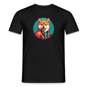 Shiba Inu Portrait im Farbkreis - Männer T-Shirt - Schwarz - Vorne - AI Model Male 178 light (178cm)