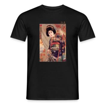 Herbstliche Geisha und rote Ahornblätter - Männer T-Shirt - Schwarz - Vorne - AI Model Male 178 light (178cm)