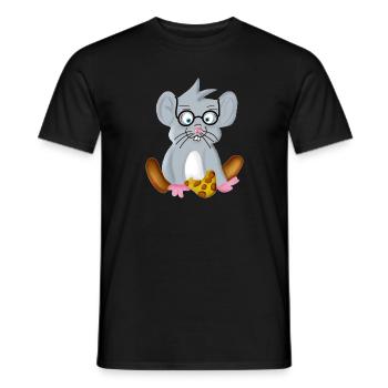 Intelligent little mouse with glasses as a nerd - Men's T-Shirt - black - Front - AI Model Male 178 light (178cm)