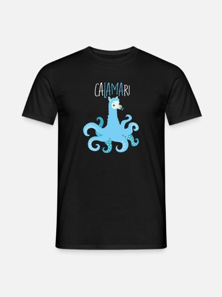 Niedliches Lama Shirt - Calamari Tintenfisch Humor - Männer T-Shirt - Schwarz