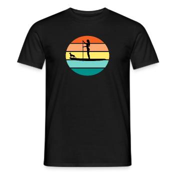 SUP Girl Stand Up Paddling Frau mit Hund Geschenk - Männer T-Shirt - Schwarz - Vorne - AI Model Male 178 light (178cm)