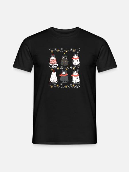 Süße Katzen Xmas Kätzchen Weihnachtsoutfit - Männer T-Shirt - Schwarz