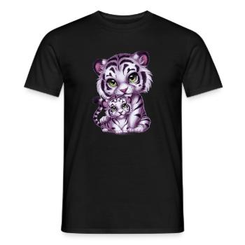 Weißer Tiger mit Tiger Mutter - Männer T-Shirt - Schwarz - Vorne - AI Model Male 178 light (178cm)