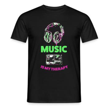 la musique est ma thérapie - T-shirt homme - noir - Devant - AI Model Male 178 light (178cm)