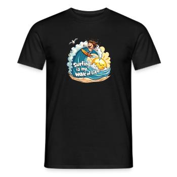 Le surf est ma vague de vie – Surfer & Ocean - T-shirt homme - noir - Devant - AI Model Male 178 light (178cm)