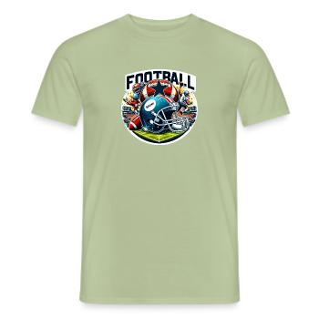 Jeu de Football Américain Joueur d’équipe - raffstaff ® - T-shirt homme - vert sauge - Devant - AI Model Male 178 light (178cm)