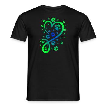 Herz mit Pfötchen und Sternen - Männer T-Shirt - Schwarz - Vorne - AI Model Male 178 light (178cm)