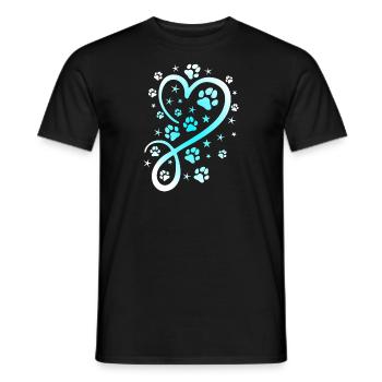 Herz mit Pfötchen und Sternen - Männer T-Shirt - Schwarz - Vorne - AI Model Male 178 light (178cm)