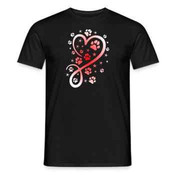 Herz mit Pfötchen und Sternen - Männer T-Shirt - Schwarz - Vorne - AI Model Male 178 light (178cm)