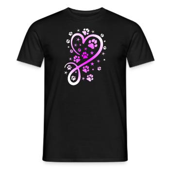 Herz mit Pfötchen und Sternen - Männer T-Shirt - Schwarz - Vorne - AI Model Male 178 light (178cm)