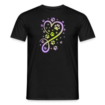 Herz mit Pfötchen und Sternen - Männer T-Shirt - Schwarz - Vorne - AI Model Male 178 light (178cm)