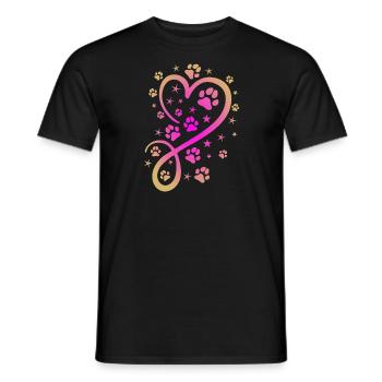 Herz mit Pfötchen und Sternen - Männer T-Shirt - Schwarz - Vorne - AI Model Male 178 light (178cm)