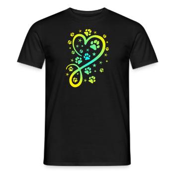 Herz mit Pfötchen und Sternen - Männer T-Shirt - Schwarz - Vorne - AI Model Male 178 light (178cm)