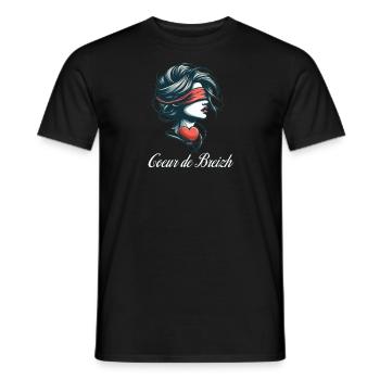 bretonne coeur de breizh blanc - T-shirt homme - noir - Devant - AI Model Male 178 light (178cm)