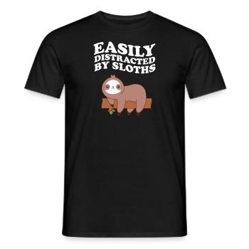Easily Distracted By Sloths Sloth Kawaii - Men's T-Shirt - black - Front - AI Model Male 178 light (178cm)
