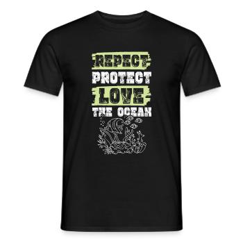 Pollution Amour Sauver l’Océan - T-shirt homme - noir - Devant - AI Model Male 178 light (178cm)