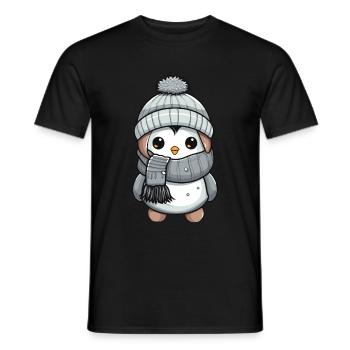 Penguin Winter Animal Cute Comic - Men's T-Shirt - black - Front - AI Model Male 178 light (178cm)