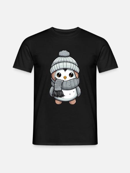Penguin Winter Animal Cute Comic - Men's T-Shirt - black