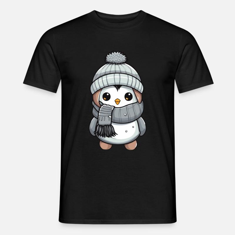 Pinguin Winter Tier Niedlich Comic - Männer T-Shirt - Schwarz