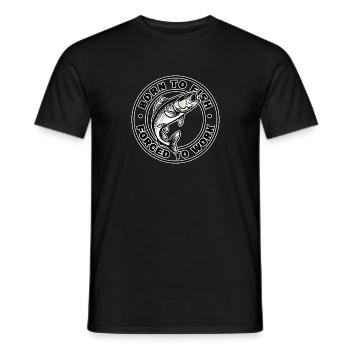 Born To Fish Forced To Work Angeln Fischen - Männer T-Shirt - Schwarz - Vorne - AI Model Male 178 light (178cm)