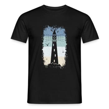 Phare Retro mer nord Baltique côte vacances S - T-shirt homme - noir - Devant - AI Model Male 178 light (178cm)