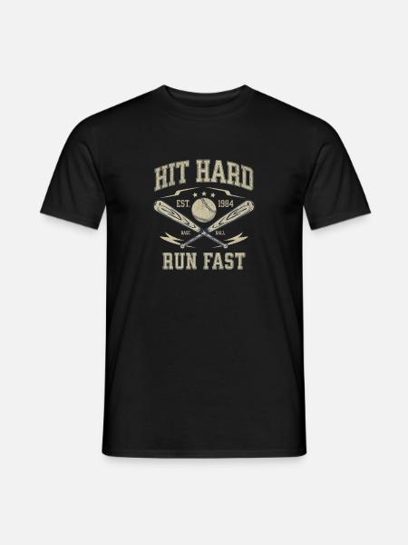 HIT HARD RUN FAST - Männer T-Shirt - Schwarz