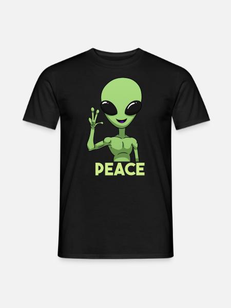 Peace Alien Friedenszeichen - Männer T-Shirt - Schwarz
