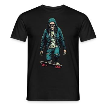 Skateboarding Skeleton Comic Art Design - Men's T-Shirt - black - Front - AI Model Male 178 light (178cm)