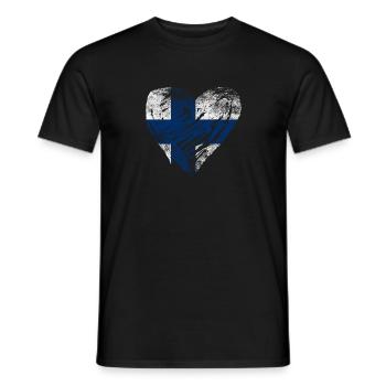 Finnland Herz used look - Männer T-Shirt - Schwarz - Vorne - AI Model Male 178 light (178cm)