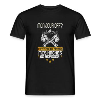 Humour Drôle Bûcheron Haches - T-shirt homme - noir - Devant - AI Model Male 178 light (178cm)