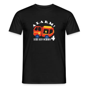 Alarm ich bin schon 4 Feuerwehr - Männer T-Shirt - Schwarz - Vorne - AI Model Male 178 light (178cm)