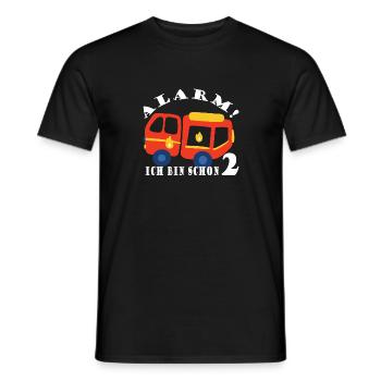 Alarm ich bin schon 2 Feuerwehr - Männer T-Shirt - Schwarz - Vorne - AI Model Male 178 light (178cm)